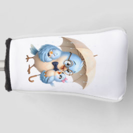 Houten golfhoes voor vader met vogelontwerp als fa golfheadcover