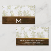 Houten Gouden Trim Jeneverbesblad Patroon Visitekaartje (Voorkant / Achterkant)