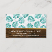 Houten Gouden Trim Monstera Bladpatroon Visitekaartje (Achterkant)