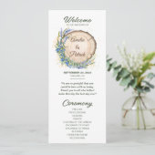 Houten Graan Blueberry rustiek bruiloft programma (Staand voorkant)