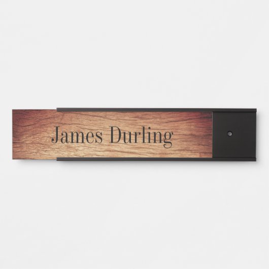 Houten Graan Effect Bureau Hangende Muur Naamplaat (Voorkant)