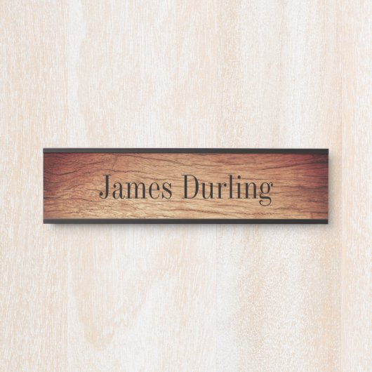 Houten Graan Effect Bureau Hangende Muur Naamplaat (Voorkant)