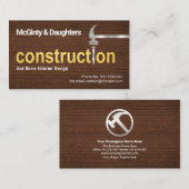 Houten graan Gold Construction Silver Hammer Nail Visitekaartje (Voorkant / Achterkant)