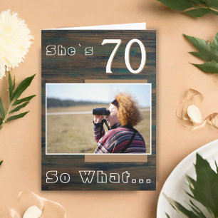 Houten Grappige 70e Verjaardagsfoto  Kaart