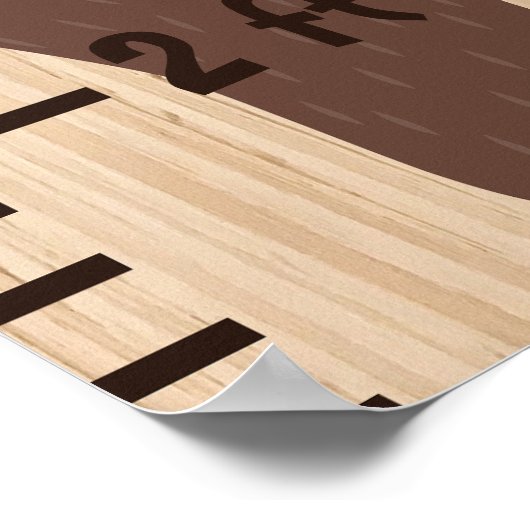 Houten Groei Hoogte Grafiek Liniaal Beer Teddy Poster (Hoek)