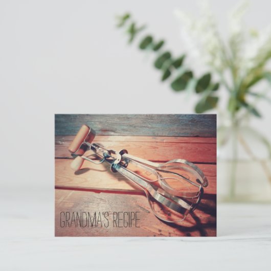  Houten Hand Mixer Retro Recept Kaart (Staand voorkant)