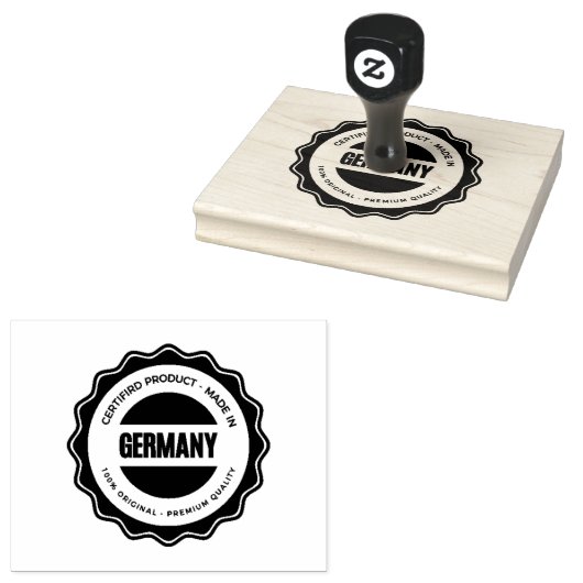 Houten handgreep van Duitse tekst, gemaakt in Rubberstempel (Gestempeld)