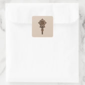 Houten Handkruis Vierkante Sticker (Tas)