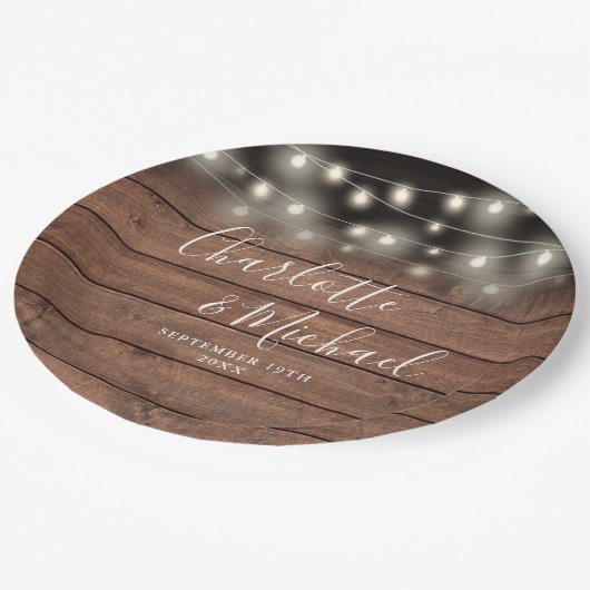 Houten handtekening scriptie bruiloft papieren bordje (Gekanteld)