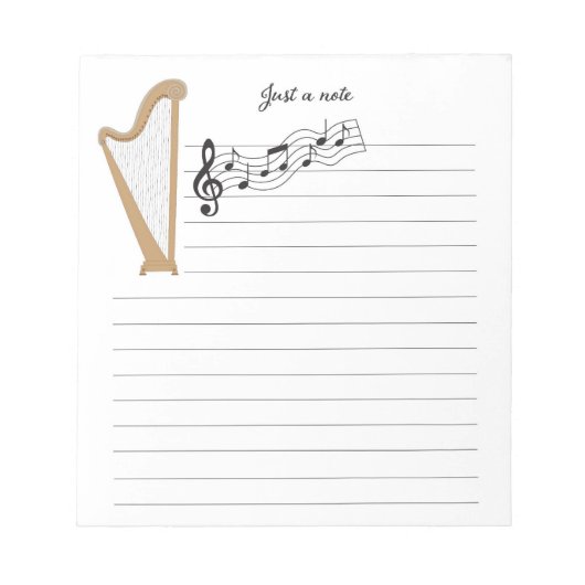 Houten harp met muzieknoten notitieblok (Voorkant)