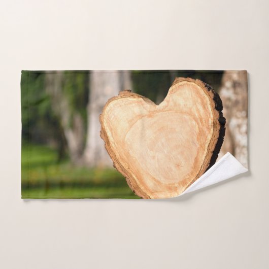 houten hart bad handdoek (Handdoek)
