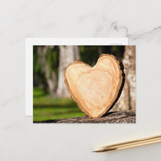 houten hart briefkaart (Voorkant / Achterkant in situ)