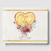 Houten hart en rozen Landelijke liefde  gastboek
