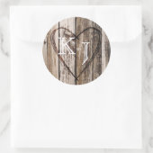 Houten Hart Etsen Rustiek Monogram Bruiloft Label (Tas)