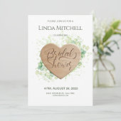 Houten Hart Eucalyptus Rustiek Vrijgezellenfeest Kaart (Staand voorkant)