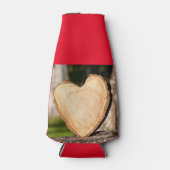 houten hart flesjeskoeler (Voorkant)