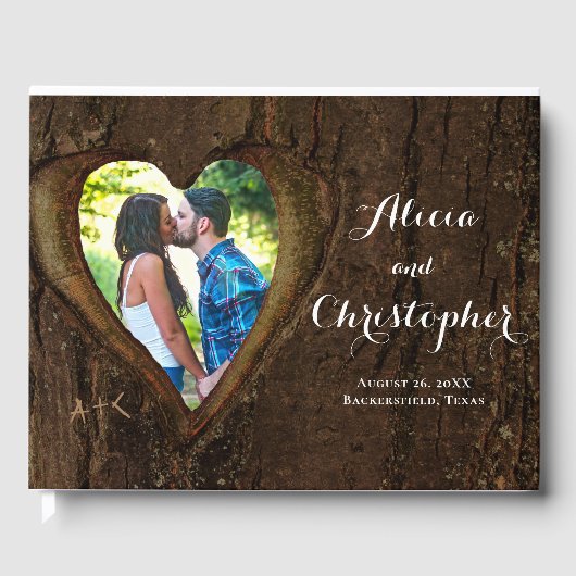 Houten Hart Fotolijst, Rustieke Bruiloft Gastenboek (Voorkant)
