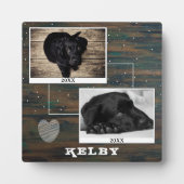 Houten Hart Herdenking Foto van Huisdier Hond Fotoplaat (Voorkant)