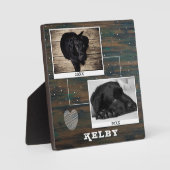 Houten Hart Herdenking Foto van Huisdier Hond Fotoplaat (Voorkant)