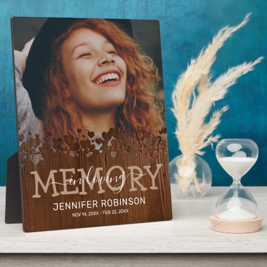 Houten Hart Herdenkingsfoto Fotoplaat (Zijkant)