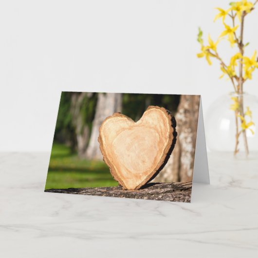 houten hart kaart (Gele Bloem)