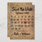 Houten Hart Kalender Bewaar de Datum Liefde Save The Date (Voorkant / Achterkant)