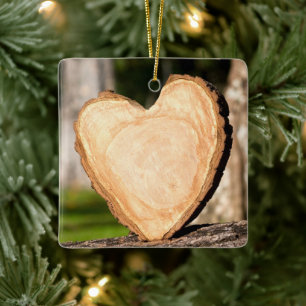 houten hart keramisch ornament