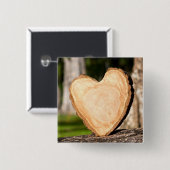 houten hart knop vierkante button 5,1 cm (Voorkant /achterkant)
