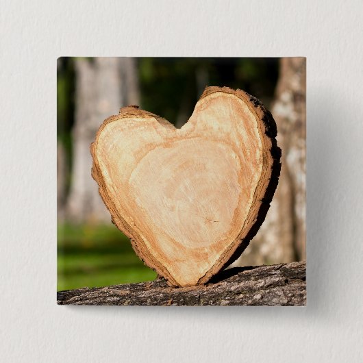 houten hart knop vierkante button 5,1 cm (Voorkant)