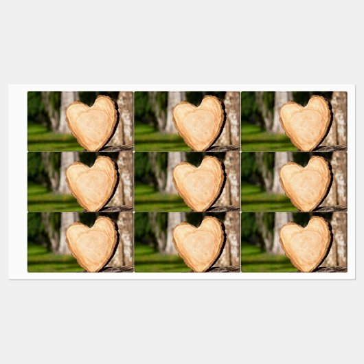 houten hart labels (Vel)