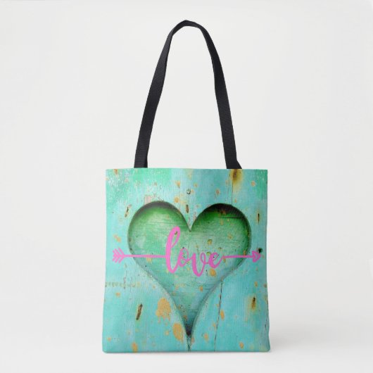 Houten Hart met Liefde Tote Bag (Voorkant)