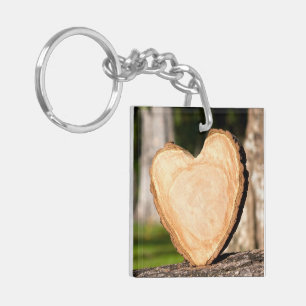houten hart sleutelhanger
