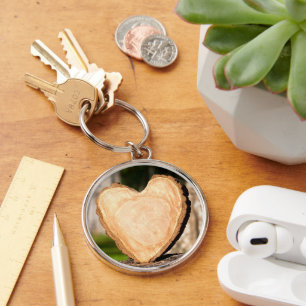 Houten hart sleutelhanger
