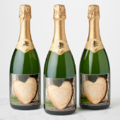 houten hart sparkling wijnetiket (Flessen)