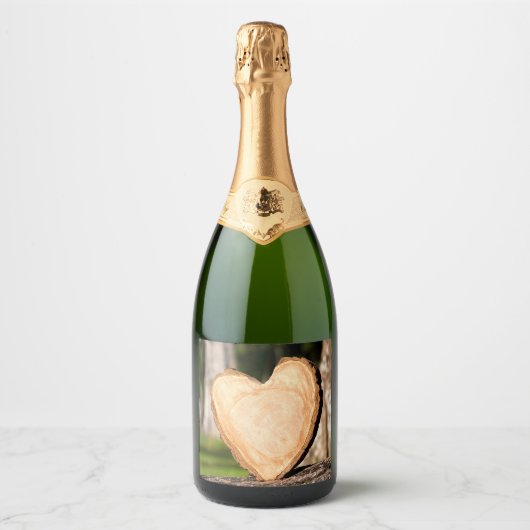 houten hart sparkling wijnetiket (Voorkant)