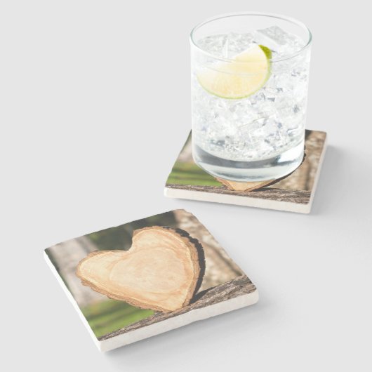 houten hart stenen onderzetter (Zijkant)