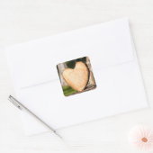 houten hart vierkante sticker (Envelop)