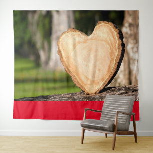 houten hart wandtapijt wandkleed