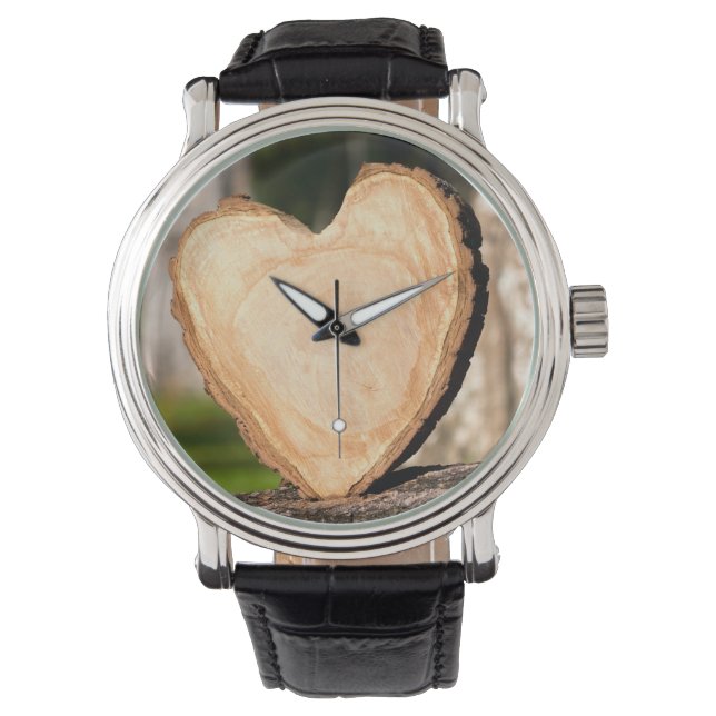 houten harthorloge horloge (Voorkant)
