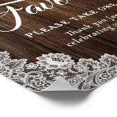 Houten Hartjes Roze Bloem Bruiloft Favor Poster (Hoek)