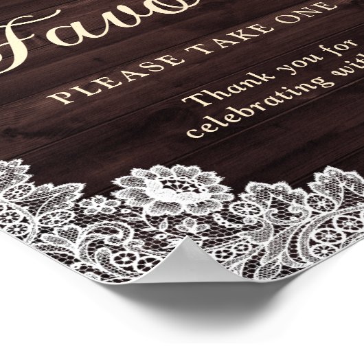 Houten Hartjes Roze Bloem Bruiloft Favor Poster (Hoek)