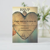 Houten Hartjes - RSVP Kaart (Staand voorkant)