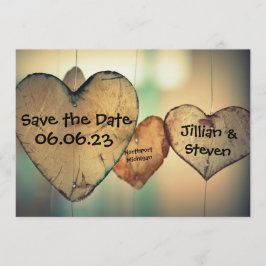 Houten Hartjes - Save the Date 5x7 Kaart