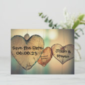 Houten Hartjes - Save the Date 5x7 Kaart (Staand voorkant)