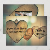Houten Hartjes - Save the Date 5x7 Kaart (Voorkant / Achterkant)