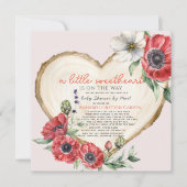 Houten Hartvormige Baby Shower Uitnodiging 'Little (Voorkant)