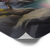 Houten Haven in de Mist Poster (Hoek)