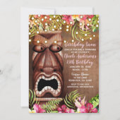 Houten Hawaiiaanse Tiki Luau Summer Birthday Party Kaart (Voorkant)