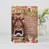 Houten Hawaiiaanse Tiki Luau Summer Birthday Party Kaart (Staand voorkant)