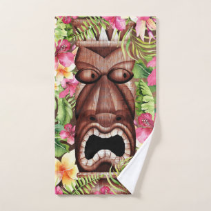 Houten Hawaiiaanse Tiki Luau Zomer Tropisch Bad Handdoek